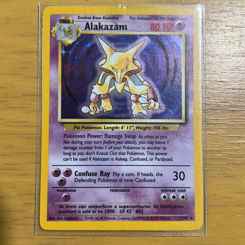 1999 Pokémon Base Set Alakazam 1/102 Holo Rare Unlimited